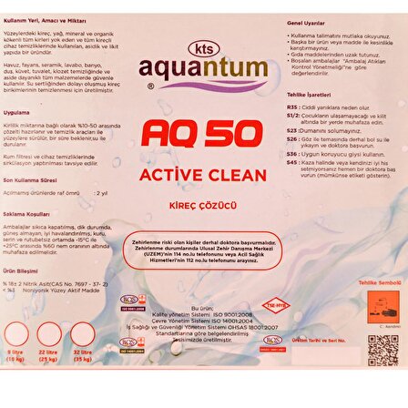 Aquantum 10 Kg (9 LT)  Active Clean  Kireç ve Kir Çözer Temizler-ToptancıyızBiz